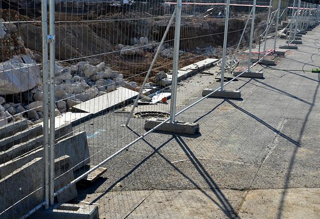 a close-up of the durable material used for temporary fence panels